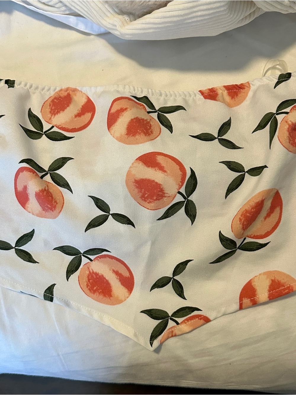 Le Lis White Crop Top with Peach Print